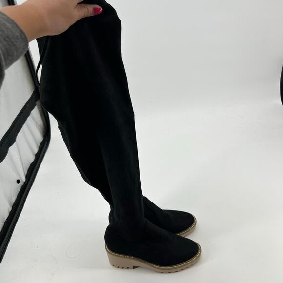 Nicole Miller Bass over the knee OTK faux suede stretch solid black boots size 8 - Picture 3 of 11